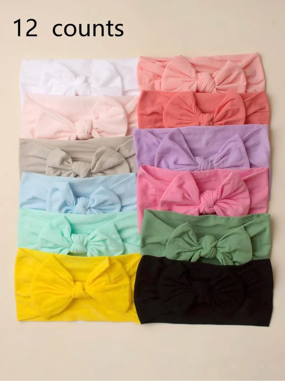 12-Pack Baby Bow Headbands - Assorted Colors